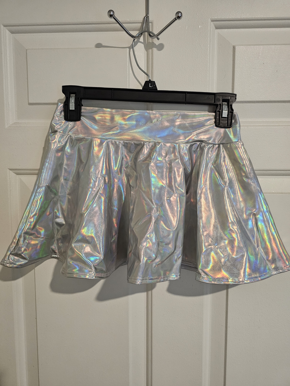 Holographic Silver Flare Skirt - Women's Skirt